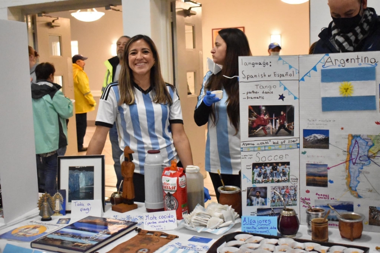 Parents represent Argentina at an International Day table